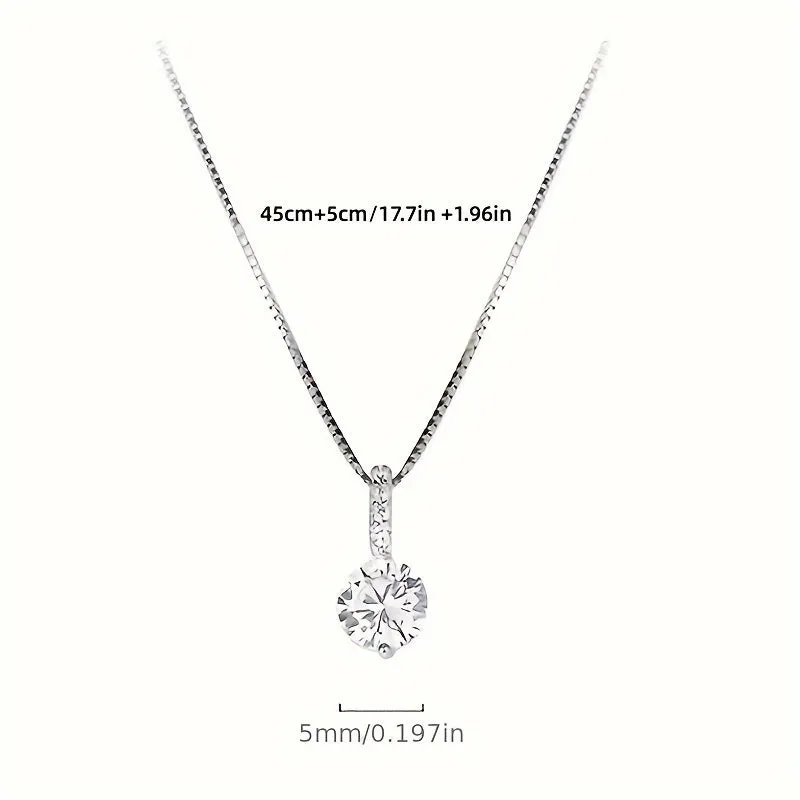 Sparkling Zircon Water Drop Pendant Necklace for Women