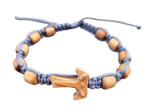 St Francis Of Assisi Tau Cross Charm With Ten Prayer Beads One Decade Rosary Bracelet