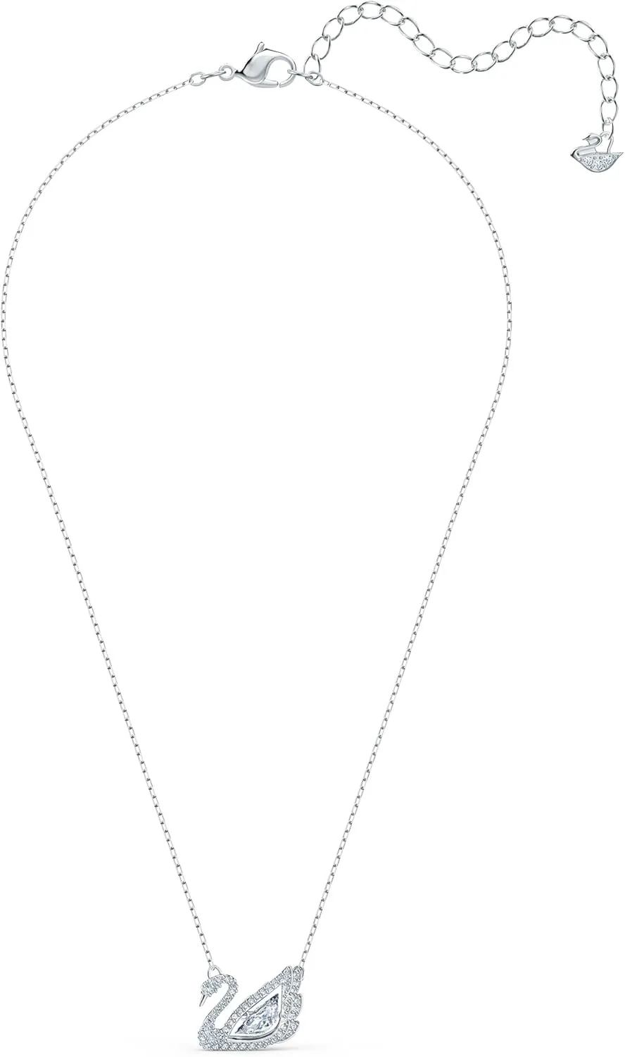 SWAROVSKI Dancing Swan Necklace Jewelry Collection, Rhodium Finish, Blue Crystals, Clear Crystals