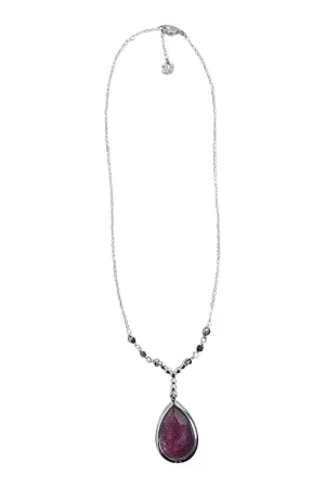SWAROVSKI Purple Crystal Pendant White Rhodium Plated Necklace (8")