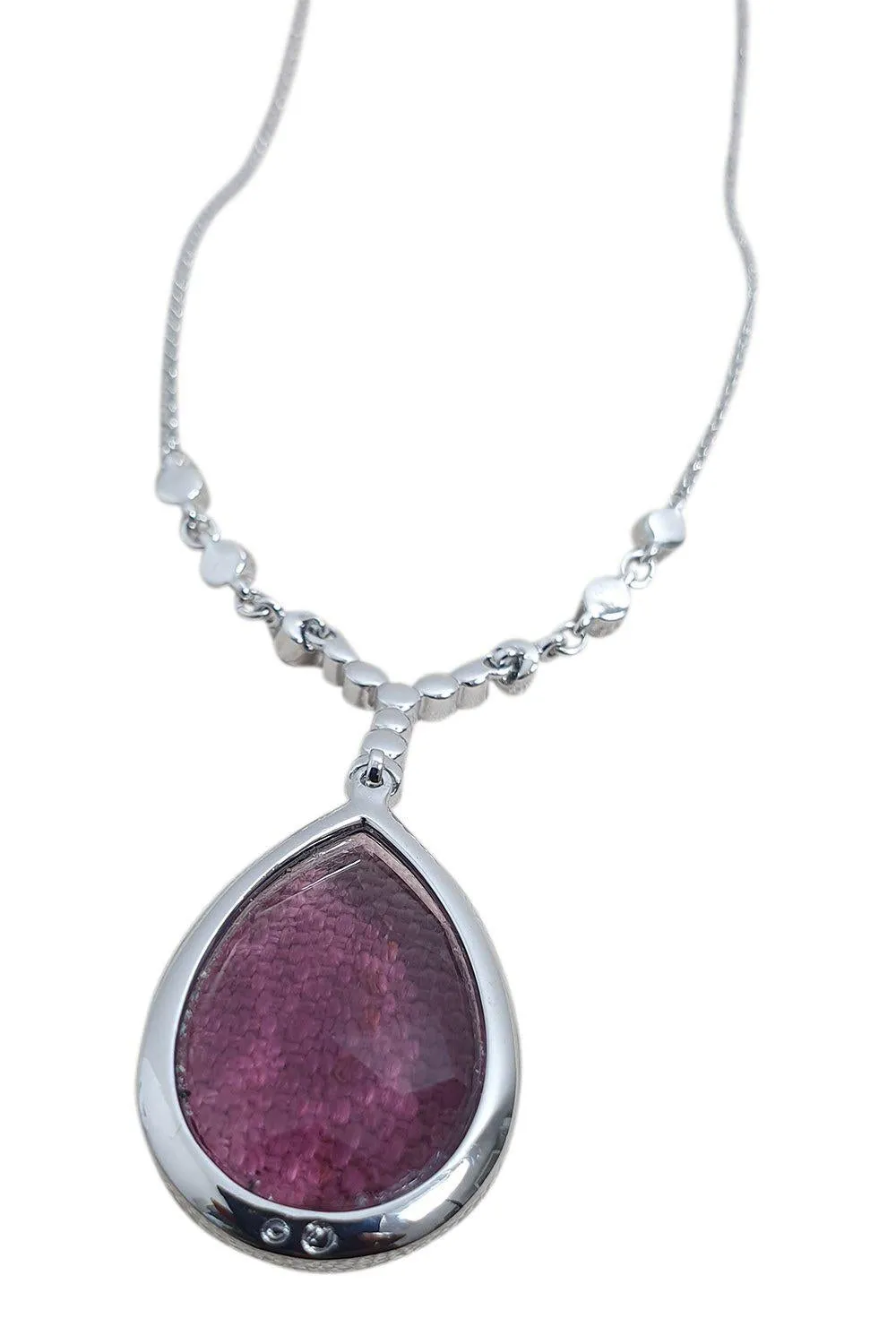 SWAROVSKI Purple Crystal Pendant White Rhodium Plated Necklace (8")