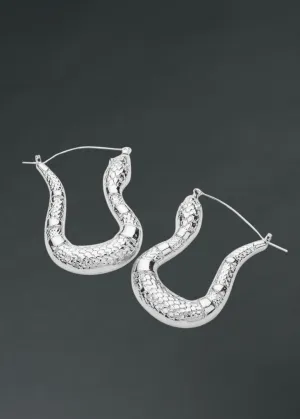 Textured Metal Snake Hoop Earrings