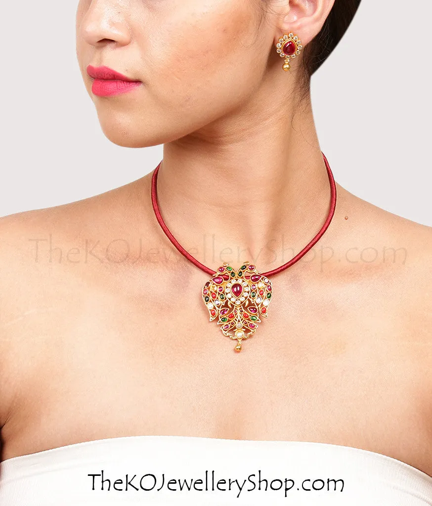 The Gandaberunda Silver Navratna Pendant