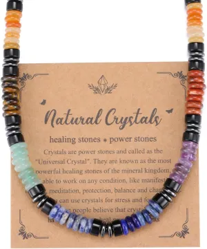 Top Plaza Black Obsidian Crystal Stone Beaded Necklace for Men Natural Gemstone Beads Necklace Handmade Chakra Balance Mens Necklace Protection Amulet Jewelry Gifts