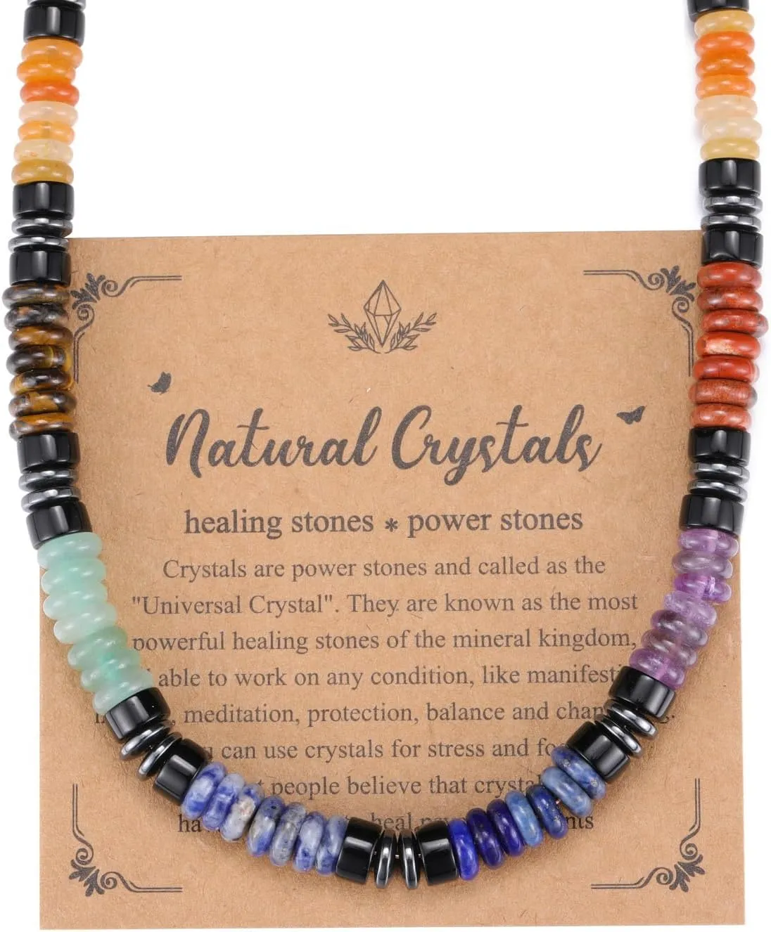 Top Plaza Black Obsidian Crystal Stone Beaded Necklace for Men Natural Gemstone Beads Necklace Handmade Chakra Balance Mens Necklace Protection Amulet Jewelry Gifts