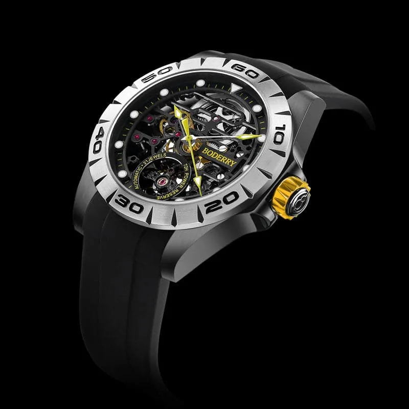URBAN SKELETON(BLACK CASE)- 3-Hand Hi-beat(28,800 bph) with 72 hrs Power-reserve Automatic Watch
