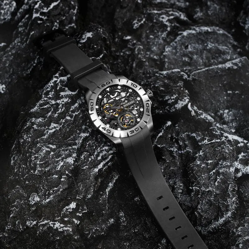 URBAN SKELETON(BLACK CASE)- 3-Hand Hi-beat(28,800 bph) with 72 hrs Power-reserve Automatic Watch
