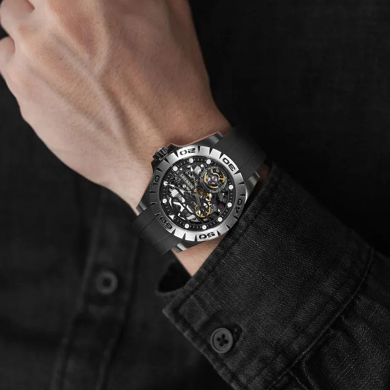 URBAN SKELETON(BLACK CASE)- 3-Hand Hi-beat(28,800 bph) with 72 hrs Power-reserve Automatic Watch