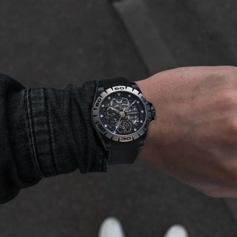 URBAN SKELETON(BLACK CASE)- 3-Hand Hi-beat(28,800 bph) with 72 hrs Power-reserve Automatic Watch