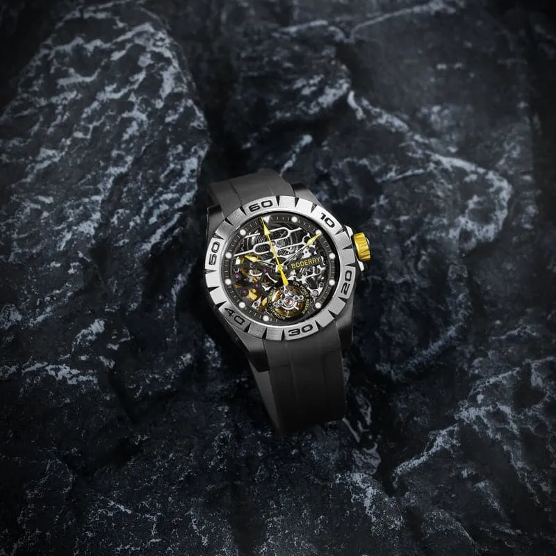 URBAN SKELETON(BLACK CASE)- 3-Hand Hi-beat(28,800 bph) with 72 hrs Power-reserve Automatic Watch