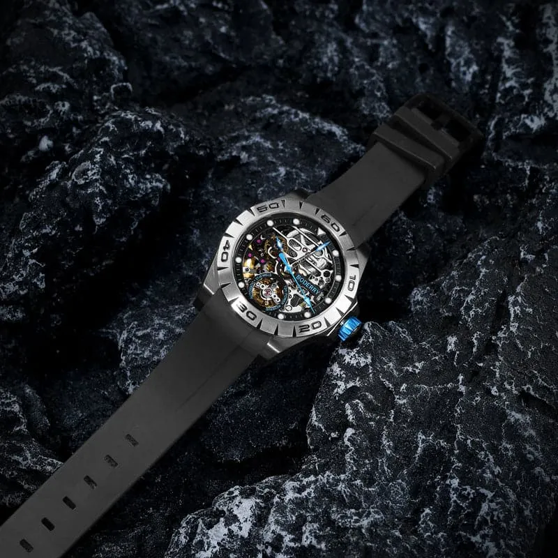URBAN SKELETON(BLACK CASE)- 3-Hand Hi-beat(28,800 bph) with 72 hrs Power-reserve Automatic Watch