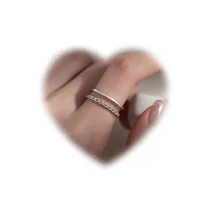 Vintage Plain Hoop Ring Silver Chain Knuckle Ring Layered Open Finger Ring Retro Stacking Ring Adjustable Ring Jewelry for Women and Girls Gifts