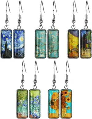 WIRESTER 5 Pairs Glass Rectangle Earrings Drop Dangle Earrings Fashion Jewelry Accessories For Women, Lovely Designs