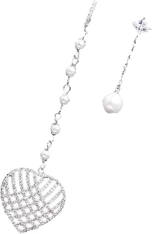 YAZILIND Asymmetric Drop Earrings Peach Heart Shape Pendnat Imitation Pearl Long Earring Women Jewelry