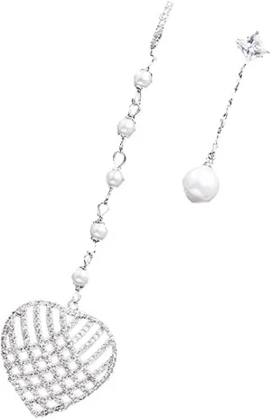 YAZILIND Asymmetric Drop Earrings Peach Heart Shape Pendnat Imitation Pearl Long Earring Women Jewelry
