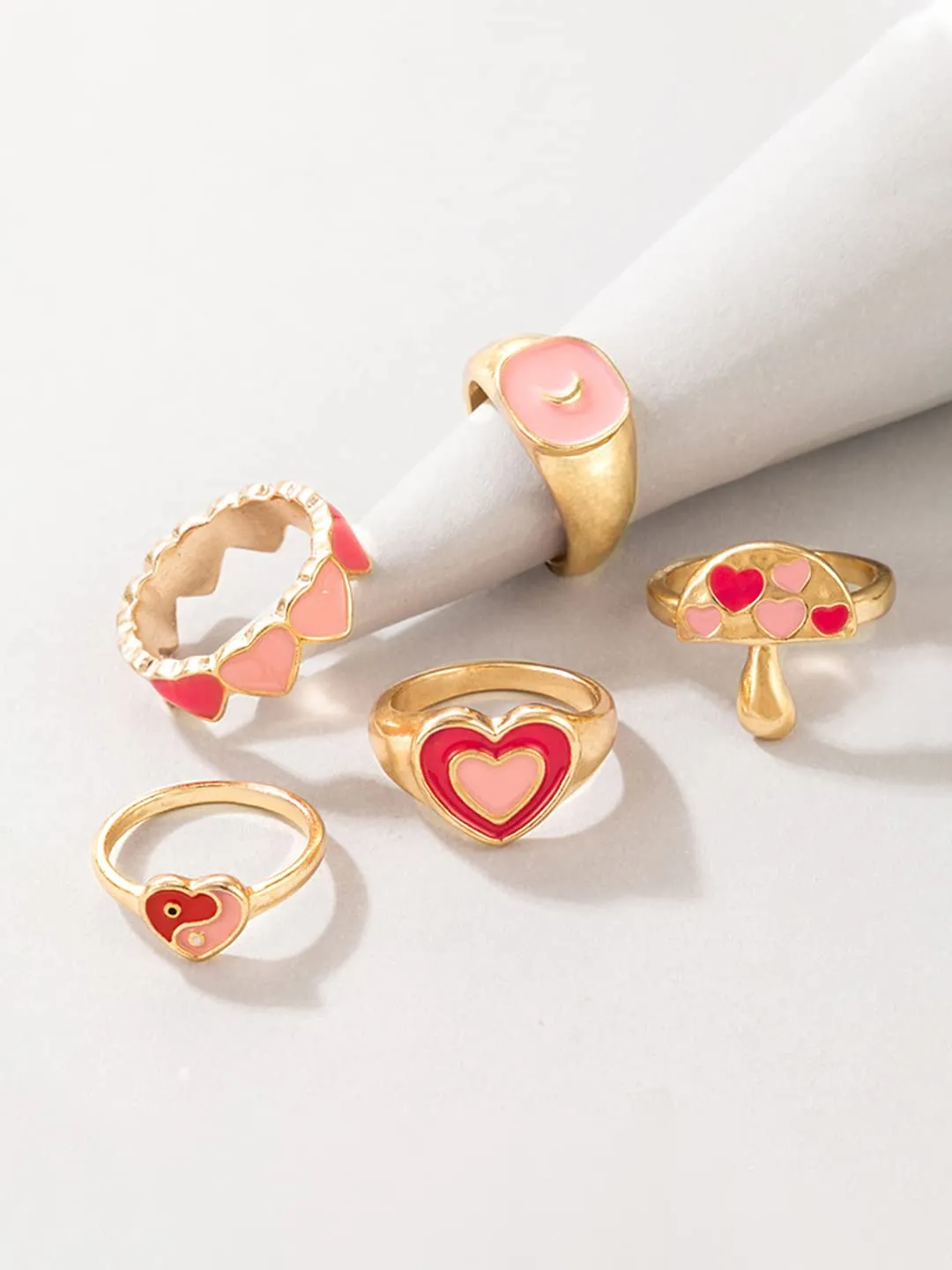 Yellow Chimes Knuckle Rings for Women Combo of 5 Pcs Stack Rings Gold Plated Midi Finger Knuckle Ring Set for Women and Girls.