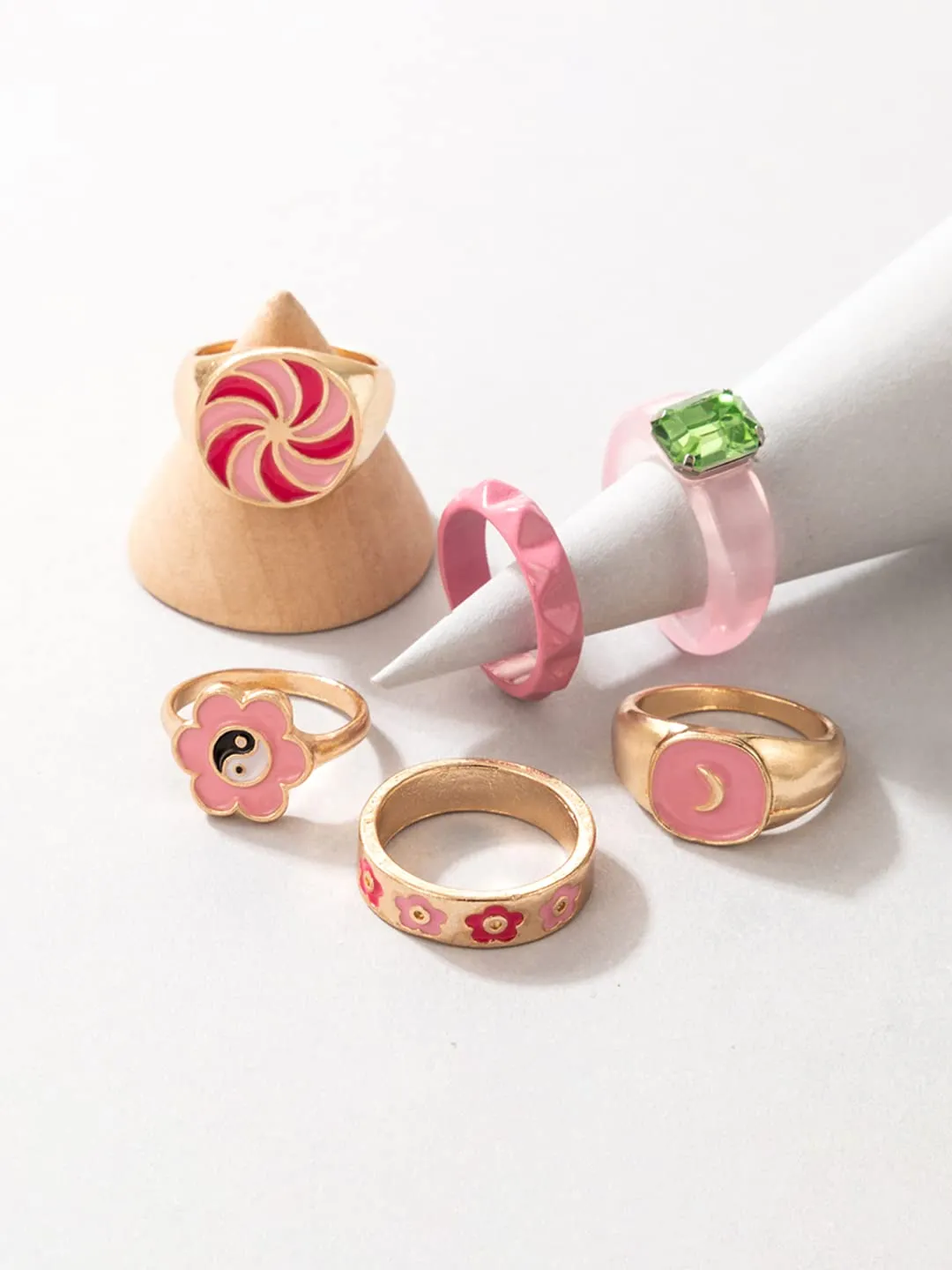 Yellow Chimes Knuckle Rings for Women Combo of 6 Pcs Stack Rings Gold Plated Midi Finger Knuckle Ring Set for Women and Girls.
