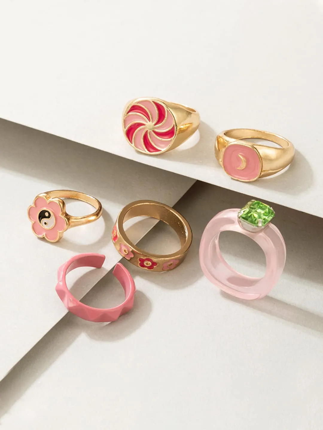 Yellow Chimes Knuckle Rings for Women Combo of 6 Pcs Stack Rings Gold Plated Midi Finger Knuckle Ring Set for Women and Girls.