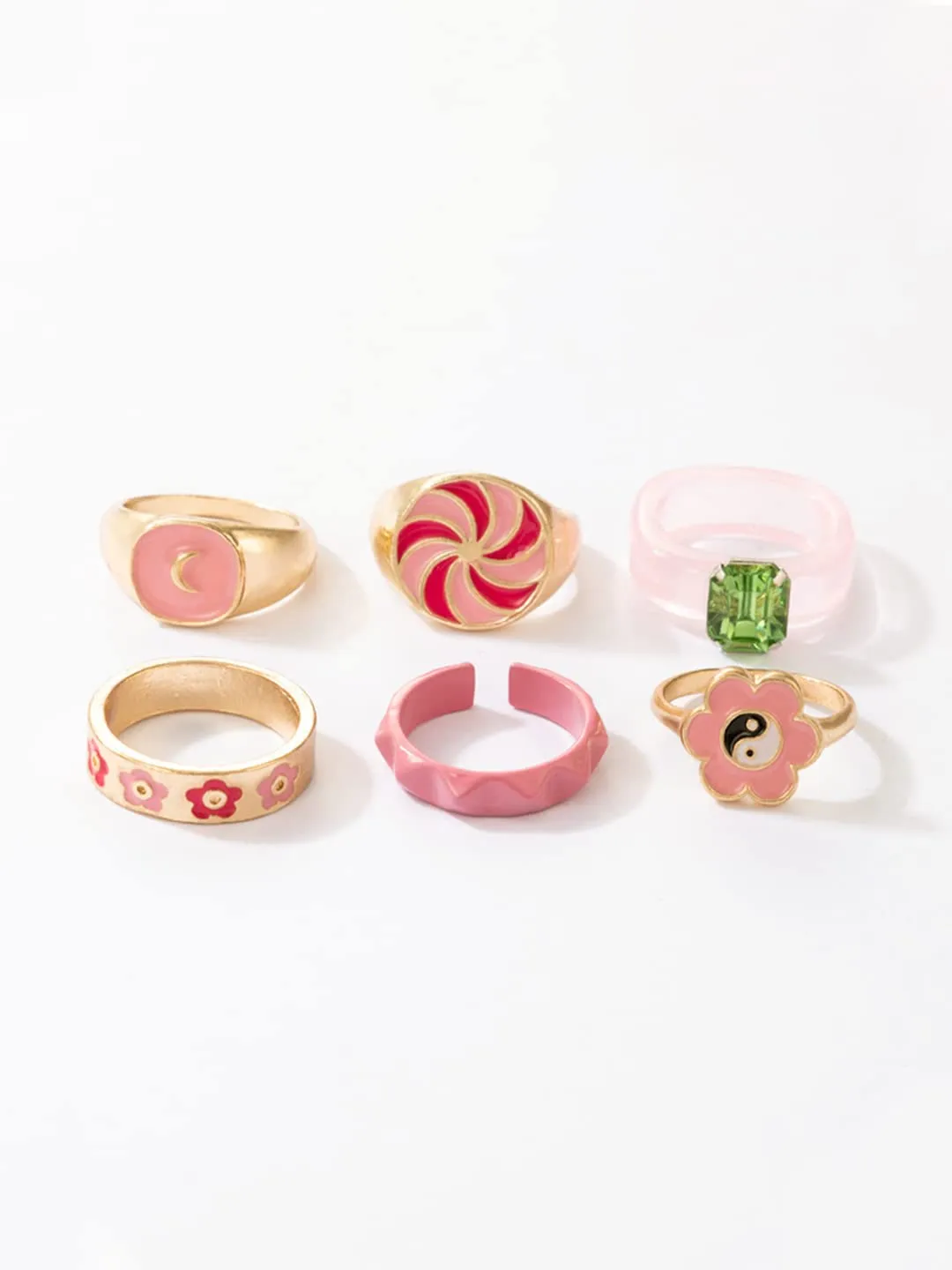Yellow Chimes Knuckle Rings for Women Combo of 6 Pcs Stack Rings Gold Plated Midi Finger Knuckle Ring Set for Women and Girls.
