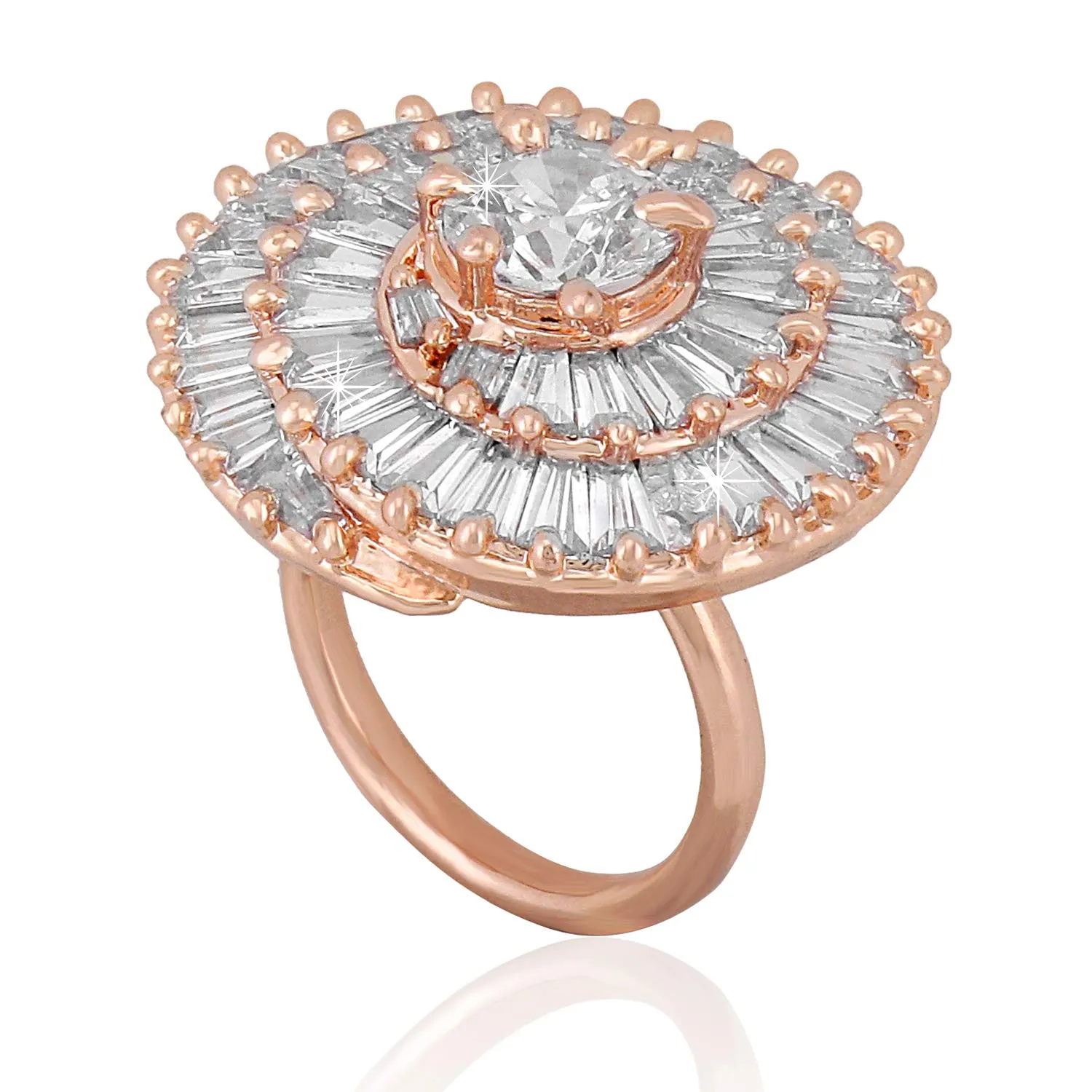 Yellow Chimes Rings for Women American Diamond Ring White AD-Studded Adjustable Floral Finger Ring For Women And Girls (RG 6, Adjustable)