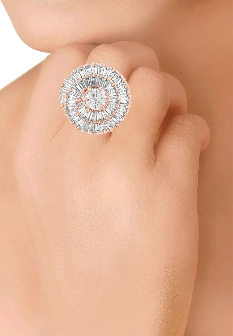 Yellow Chimes Rings for Women American Diamond Ring White AD-Studded Adjustable Floral Finger Ring For Women And Girls (RG 6, Adjustable)
