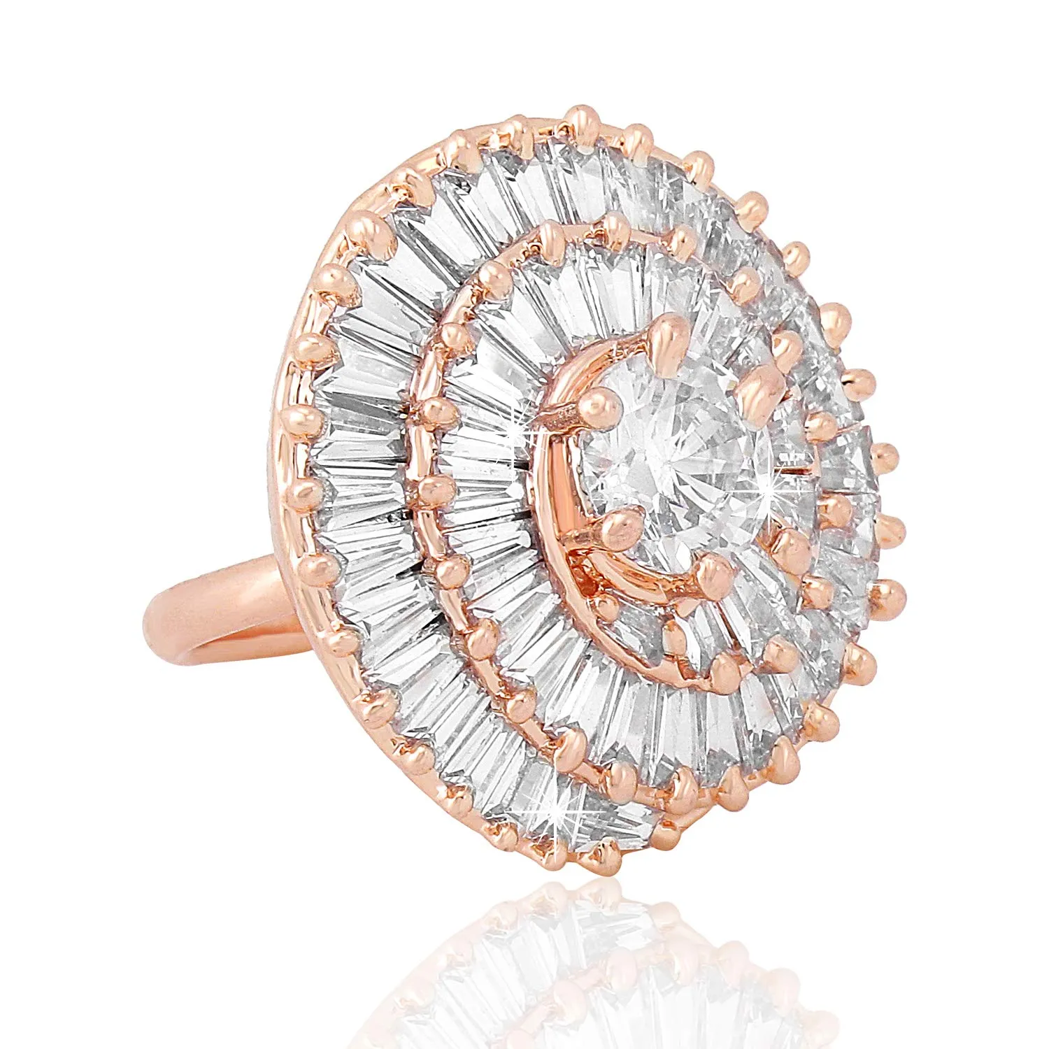 Yellow Chimes Rings for Women American Diamond Ring White AD-Studded Adjustable Floral Finger Ring For Women And Girls (RG 6, Adjustable)