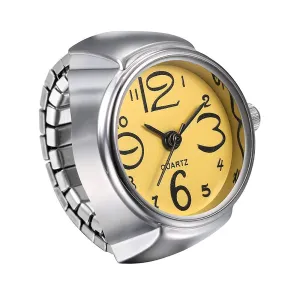 Yellow Chimes Rings for Women Stainless Steel Yellow Dial Analog Watch Ring Stretchable Ring Watch for Women and Girls