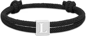Zocomi 2025 Graduation Gifts, Rope Initial Bracelet for Men Boys Girls, Stainless Steel A-Z Letter Charm Bracelet, Handmade Braided Bracelet Adjustable 7-13 Inches Jewelry Gifts for Him