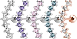 ZS Curve Seven Stud CZ Stud Earrings 316L Stainless Steel Ear Helix Conch Cartilage Piercing